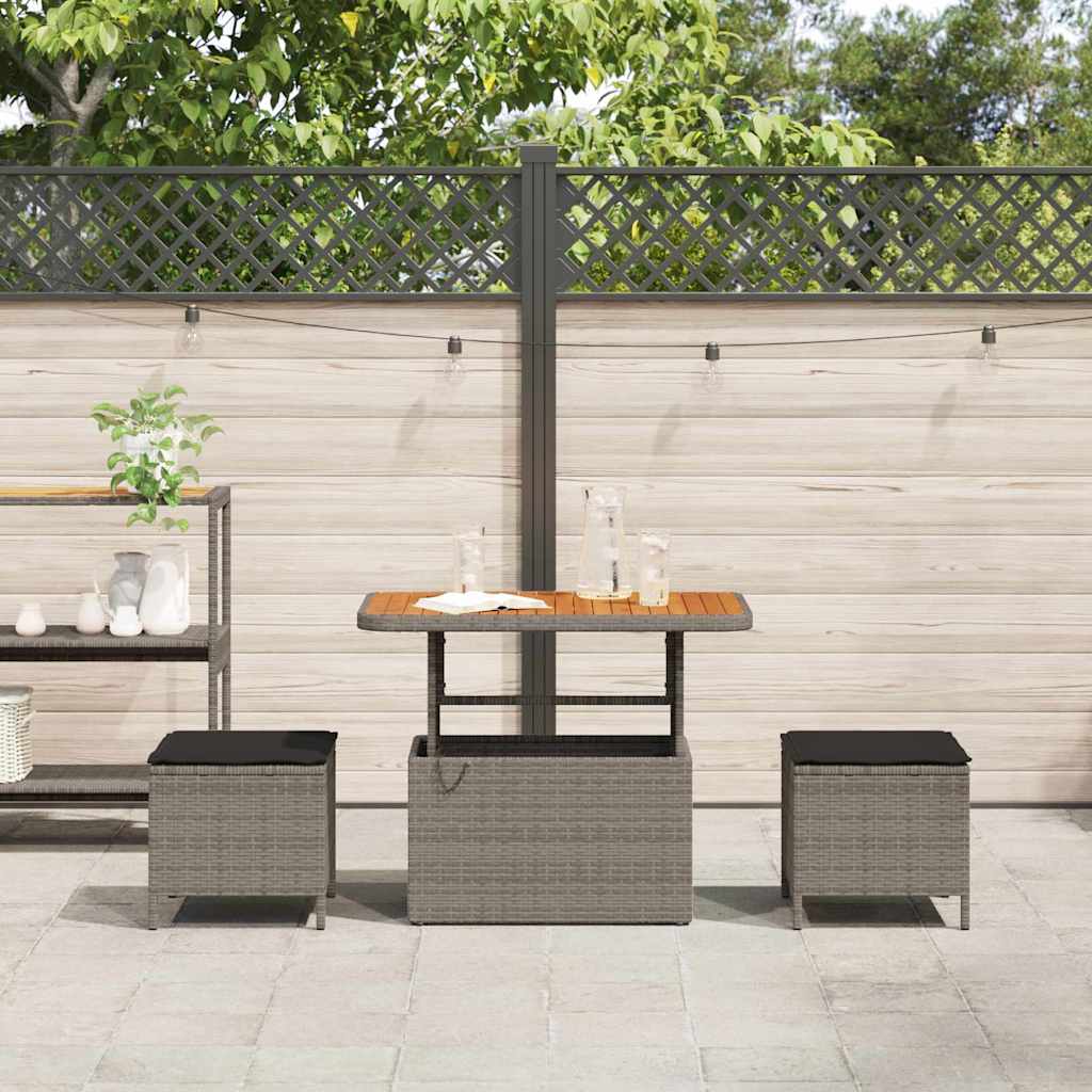 Garden Dining Set 3 pcs Grey Poly rattan