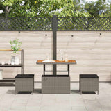 Garden Dining Set 3 pcs Grey Poly rattan