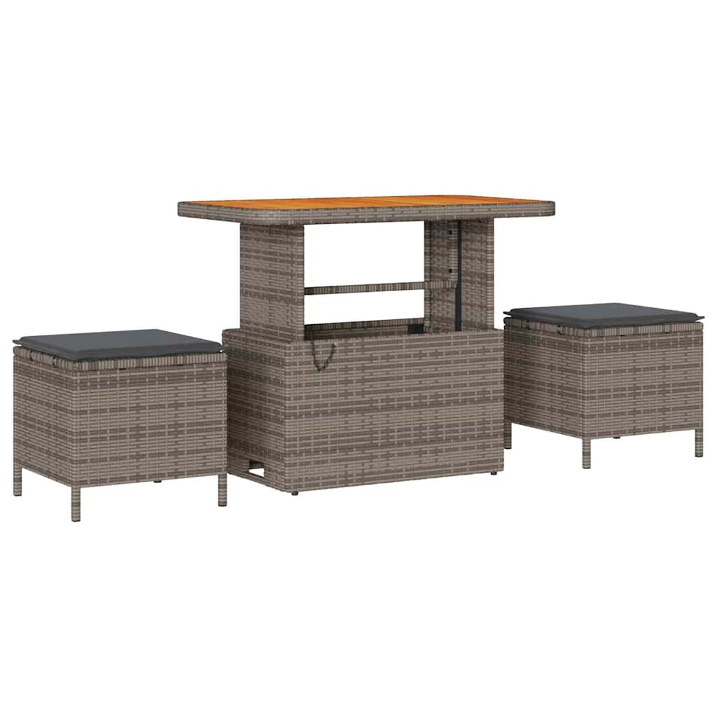 Garden Dining Set 3 pcs Grey Poly rattan