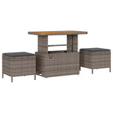 Garden Dining Set 3 pcs Grey Poly rattan