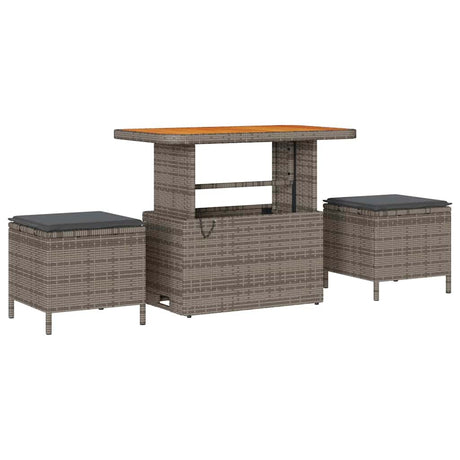 Garden Dining Set 3 pcs Grey Poly rattan