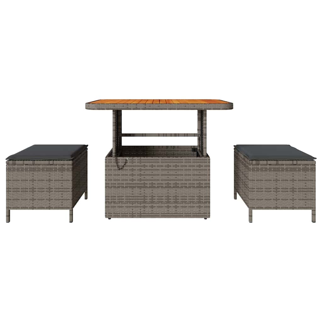 Garden Dining Set 3 pcs Grey Poly rattan