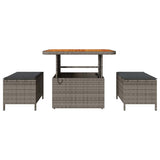 Garden Dining Set 3 pcs Grey Poly rattan