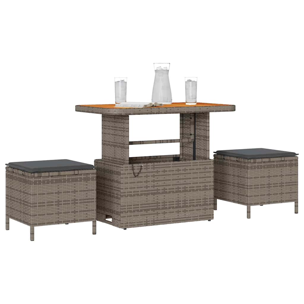 Garden Dining Set 3 pcs Grey Poly rattan