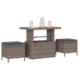 Garden Dining Set 3 pcs Grey Poly rattan