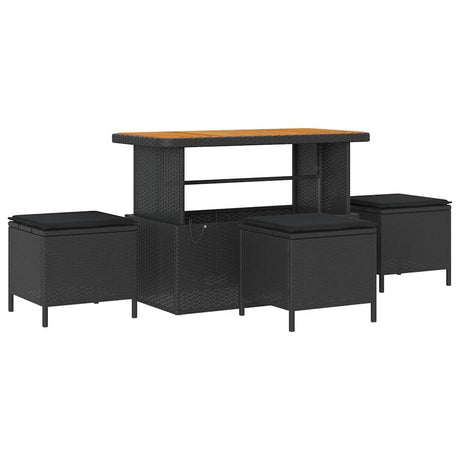 Garden Dining Set 4 pcs Black Poly rattan
