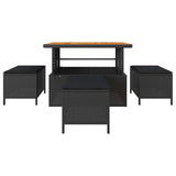 Garden Dining Set 4 pcs Black Poly rattan