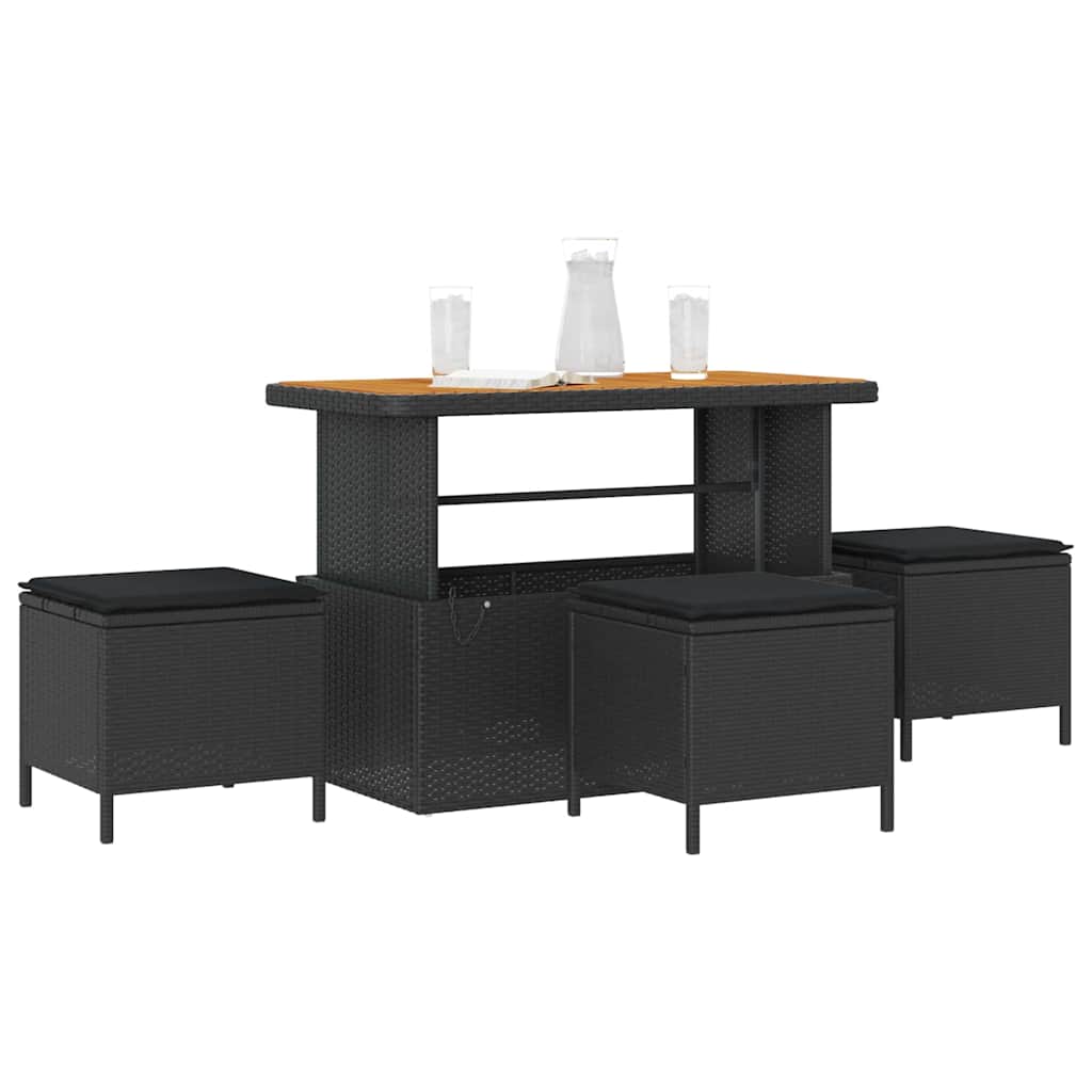 Garden Dining Set 4 pcs Black Poly rattan