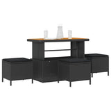 Garden Dining Set 4 pcs Black Poly rattan