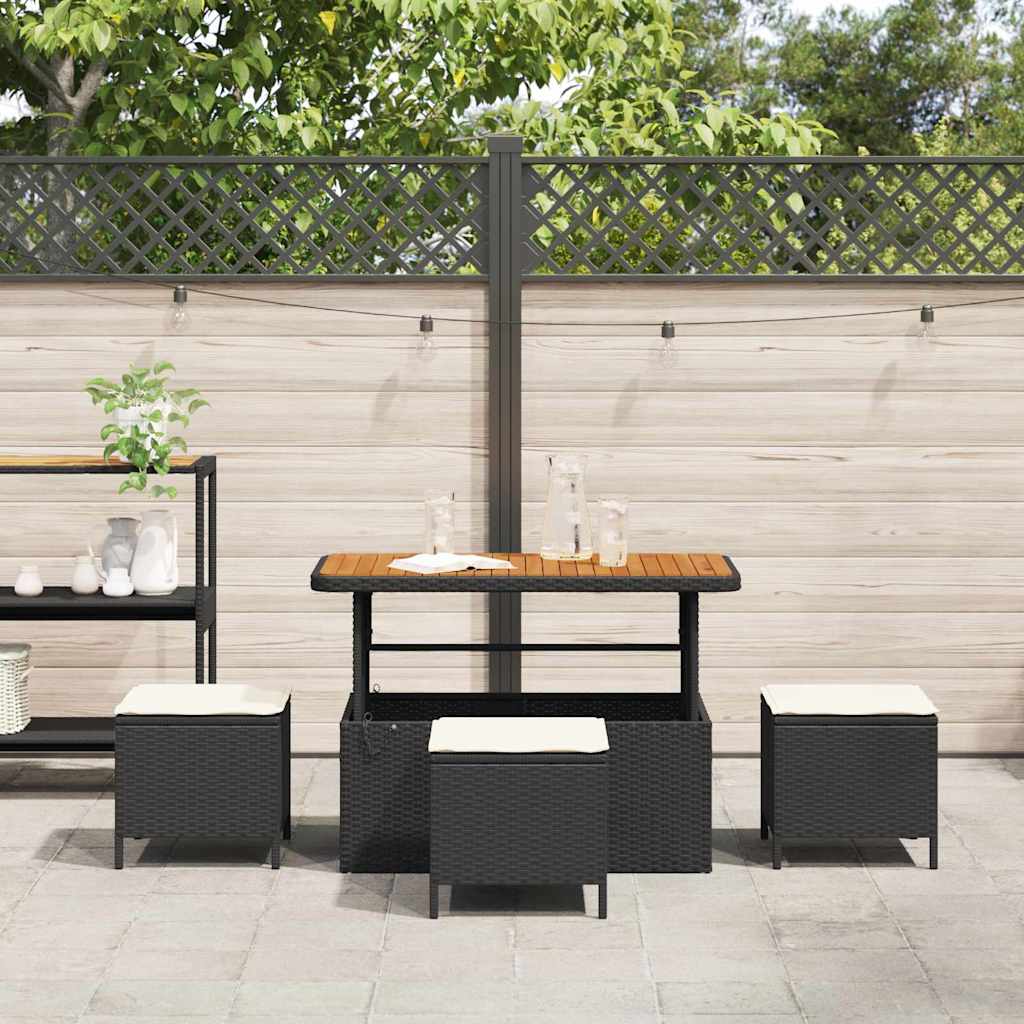 Garden Dining Set 4 pcs Black Poly rattan