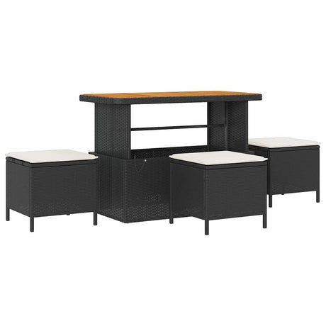 Garden Dining Set 4 pcs Black Poly rattan