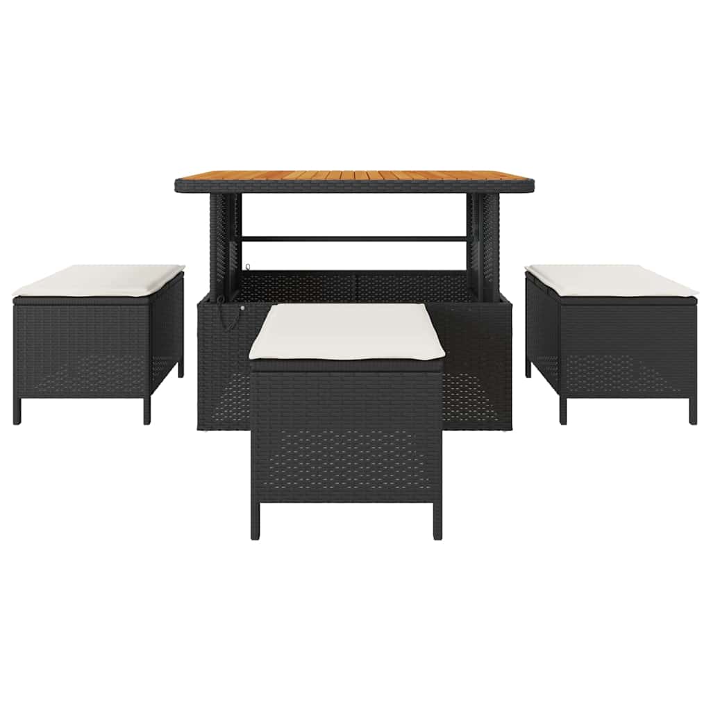 Garden Dining Set 4 pcs Black Poly rattan