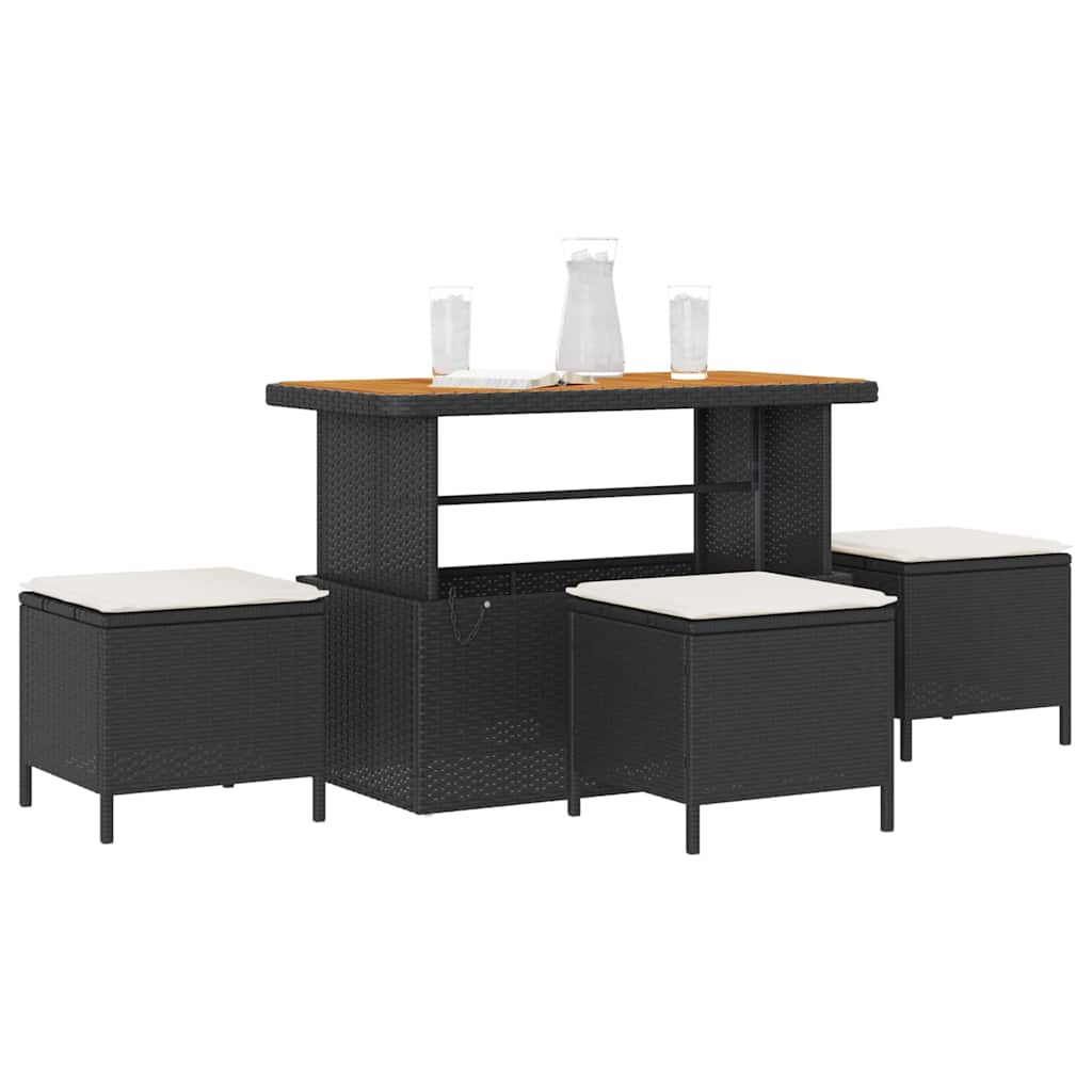 Garden Dining Set 4 pcs Black Poly rattan