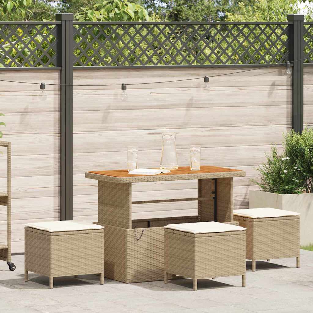 Garden Dining Set 4 pcs Beige Poly rattan