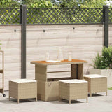 Garden Dining Set 4 pcs Beige Poly rattan