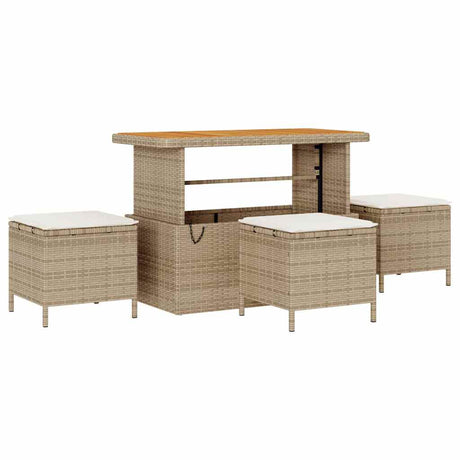Garden Dining Set 4 pcs Beige Poly rattan