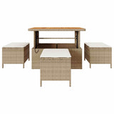 Garden Dining Set 4 pcs Beige Poly rattan