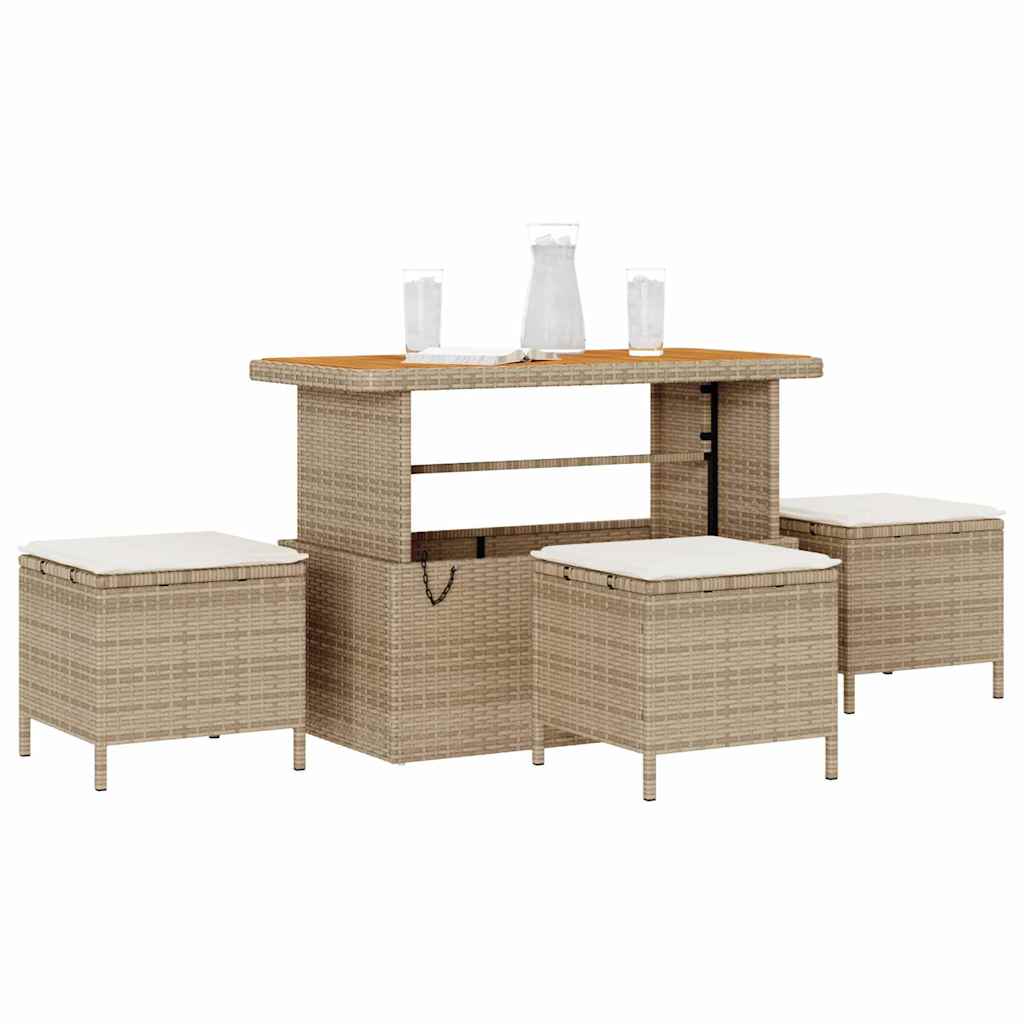 Garden Dining Set 4 pcs Beige Poly rattan
