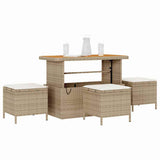 Garden Dining Set 4 pcs Beige Poly rattan