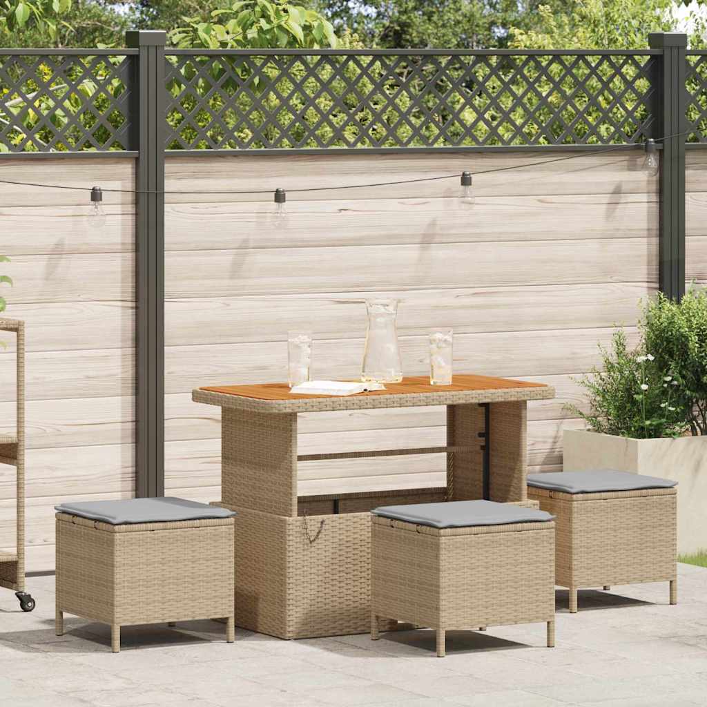 Garden Dining Set 4 pcs Beige Poly rattan
