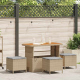 Garden Dining Set 4 pcs Beige Poly rattan