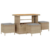 Garden Dining Set 4 pcs Beige Poly rattan