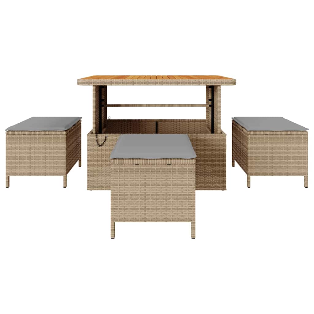 Garden Dining Set 4 pcs Beige Poly rattan