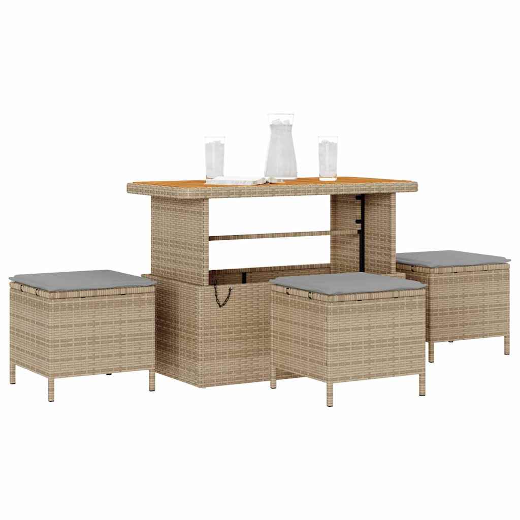 Garden Dining Set 4 pcs Beige Poly rattan
