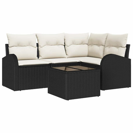 Garden Sofa Set 5 pcs Black Poly Rattan