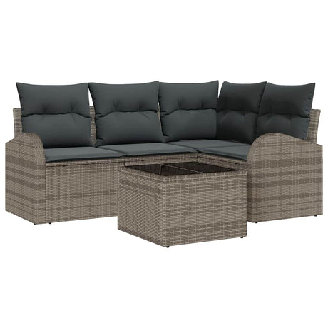 Garden Sofa Set Grey Poly Rattan