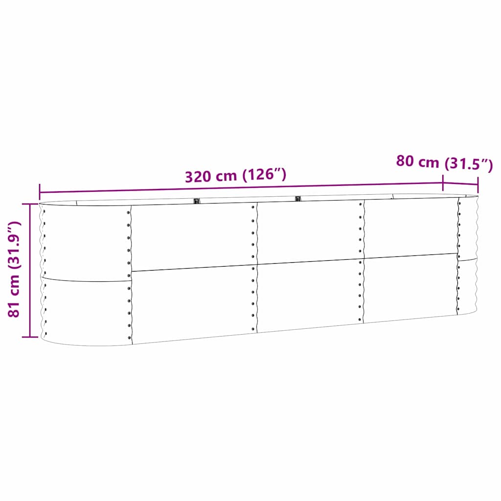 Garden Raised Bed Green 320 x 80 x 81 cm Steel