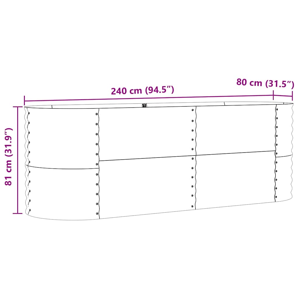 Garden Raised Bed Green 240 x 80 x 81 cm Steel
