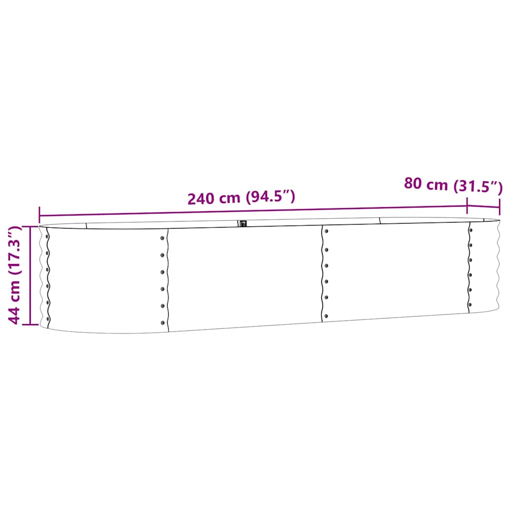 Garden Raised Bed Green 240 x 80 x 44 cm Steel