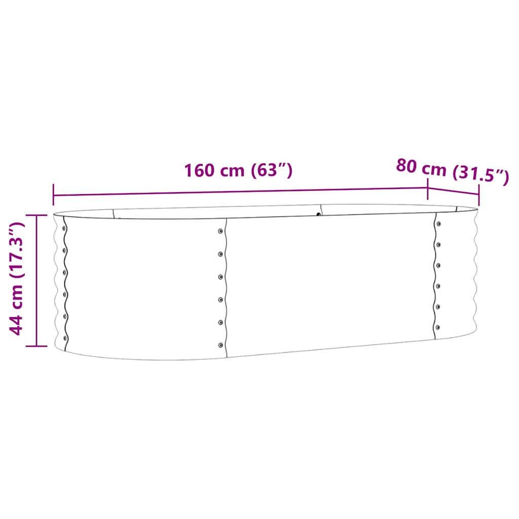 Garden Raised Bed Green 160 x 80 x 44 cm Steel