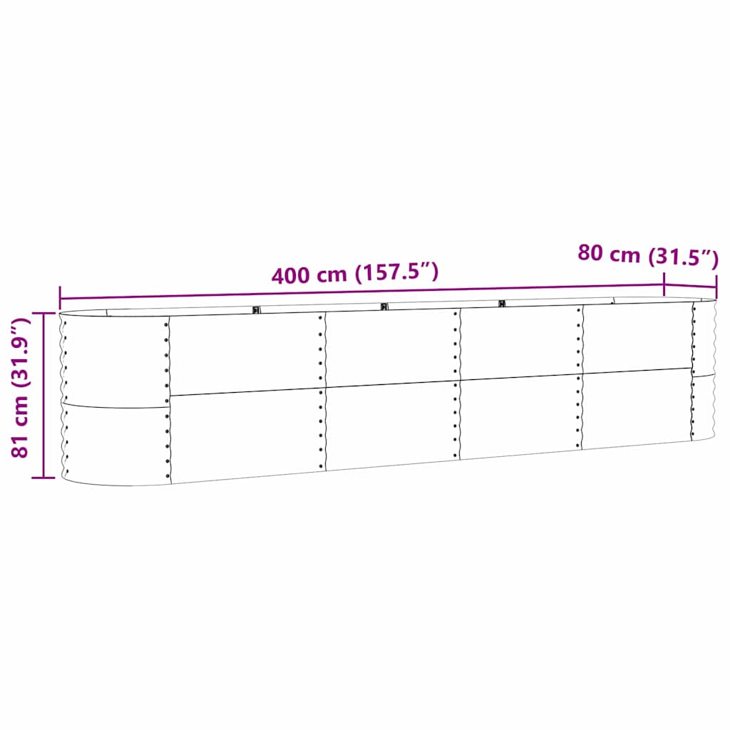 Garden Raised Bed Brown 400 x 80 x 81 cm Steel