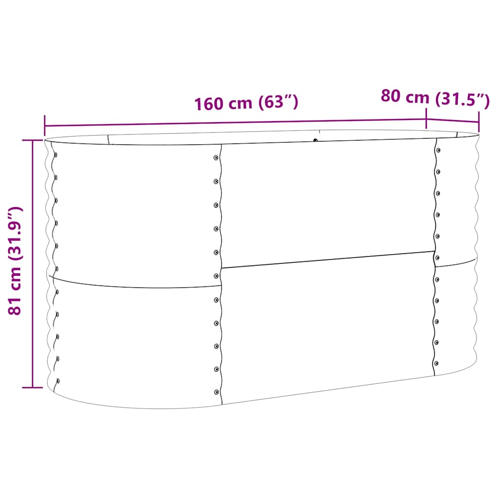 Garden Raised Bed Brown 160 x 80 x 81 cm Steel