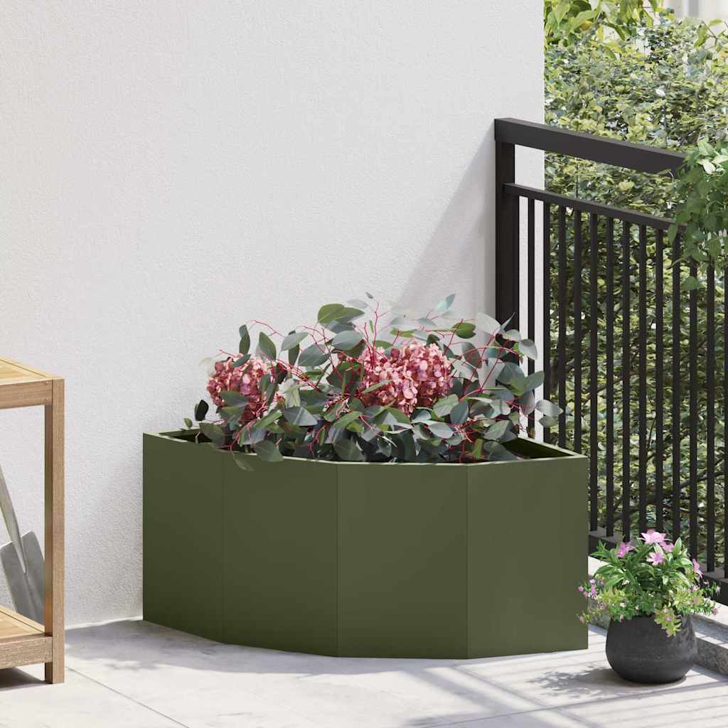 Corner Planter Olive green 60 x 60 x 35 cm Steel