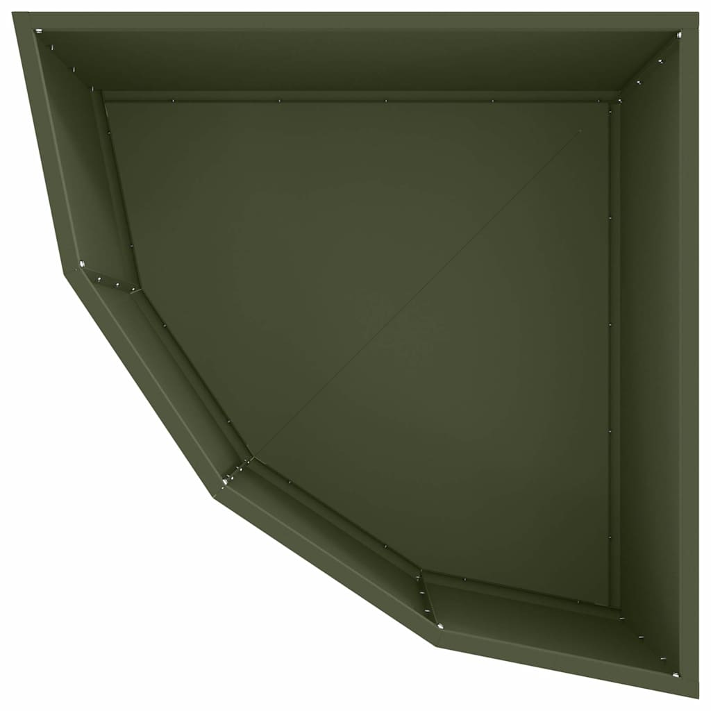 Corner Planter Olive green 60 x 60 x 35 cm Steel