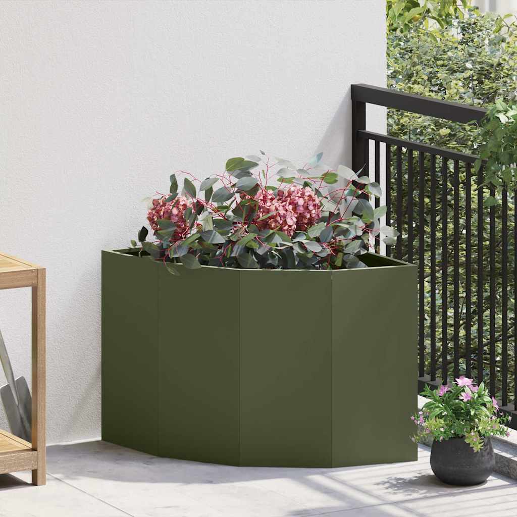 Corner Planter Olive green 60 x 60 x 50 cm Steel