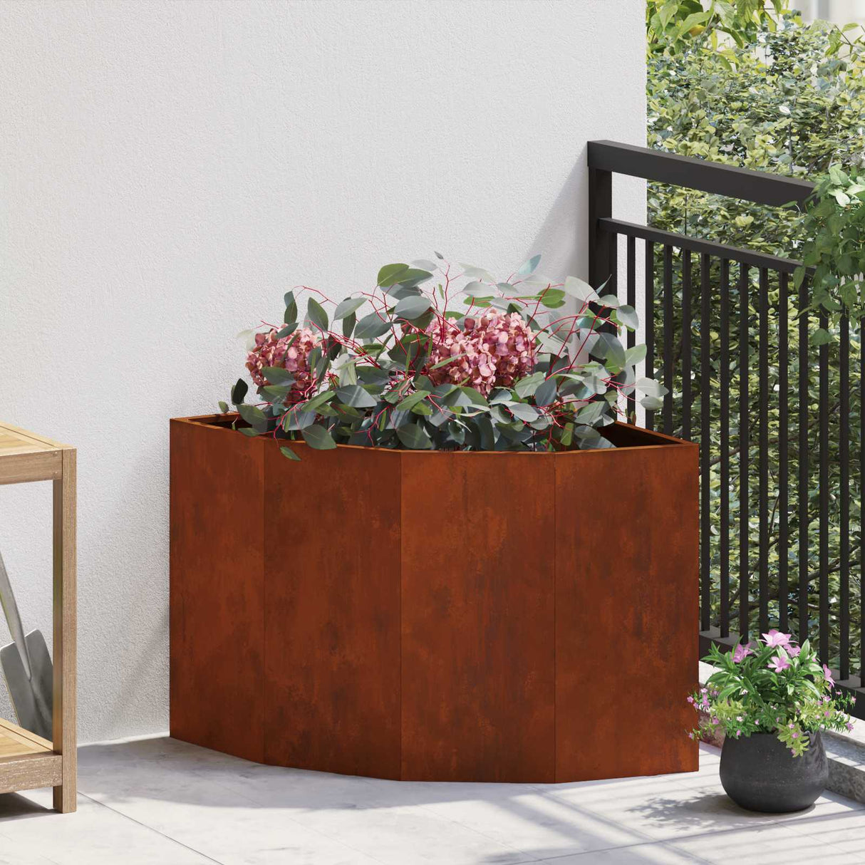 Corner Planter Rusty 60 x 60 x 50 cm Weathering steel