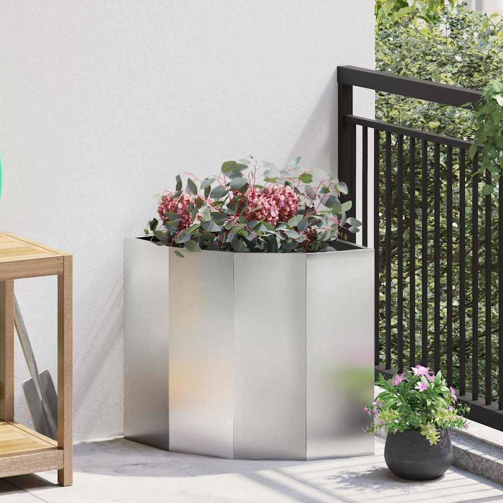 Corner Planter Silver 45 x 45 x 50 cm Stainless steel