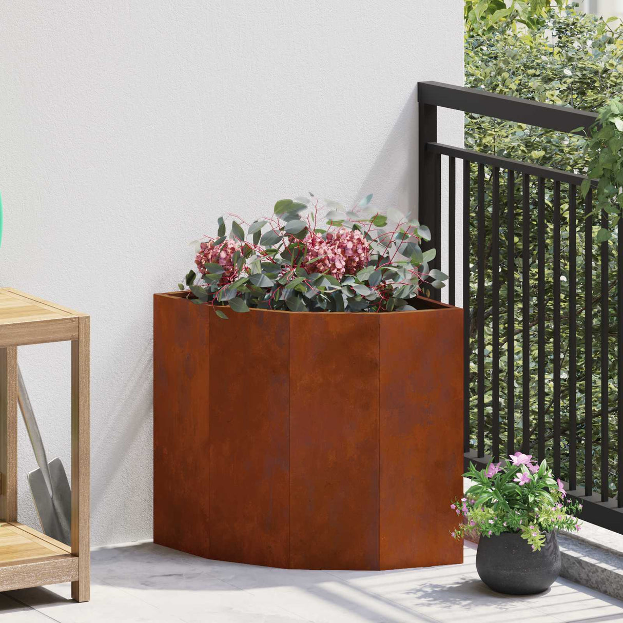 Corner Planter Rusty 45 x 45 x 50 cm Weathering steel