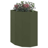 Corner Planter Olive green 30 x 30 x 50 cm Steel