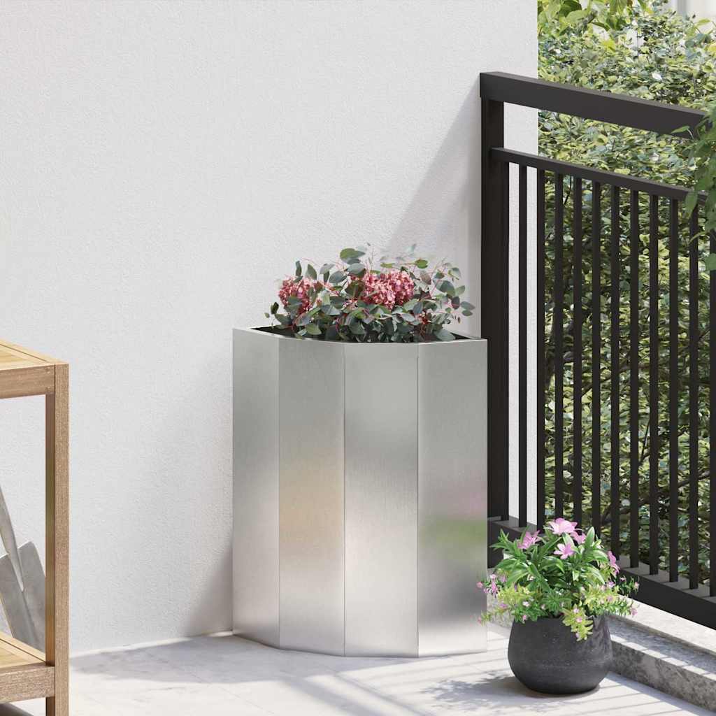 Corner Planter Silver 30 x 30 x 50 cm Stainless steel