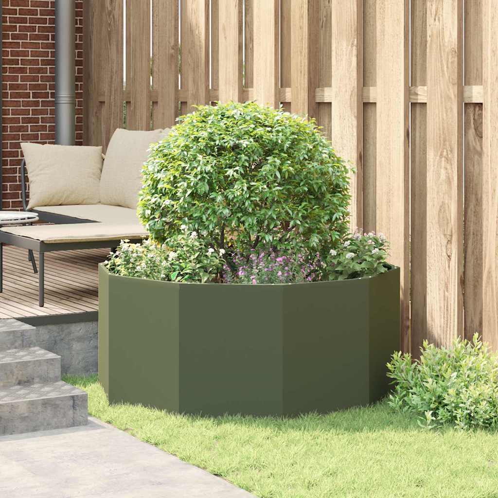 Planter Olive Green 120 x 120 x 50 cm Steel