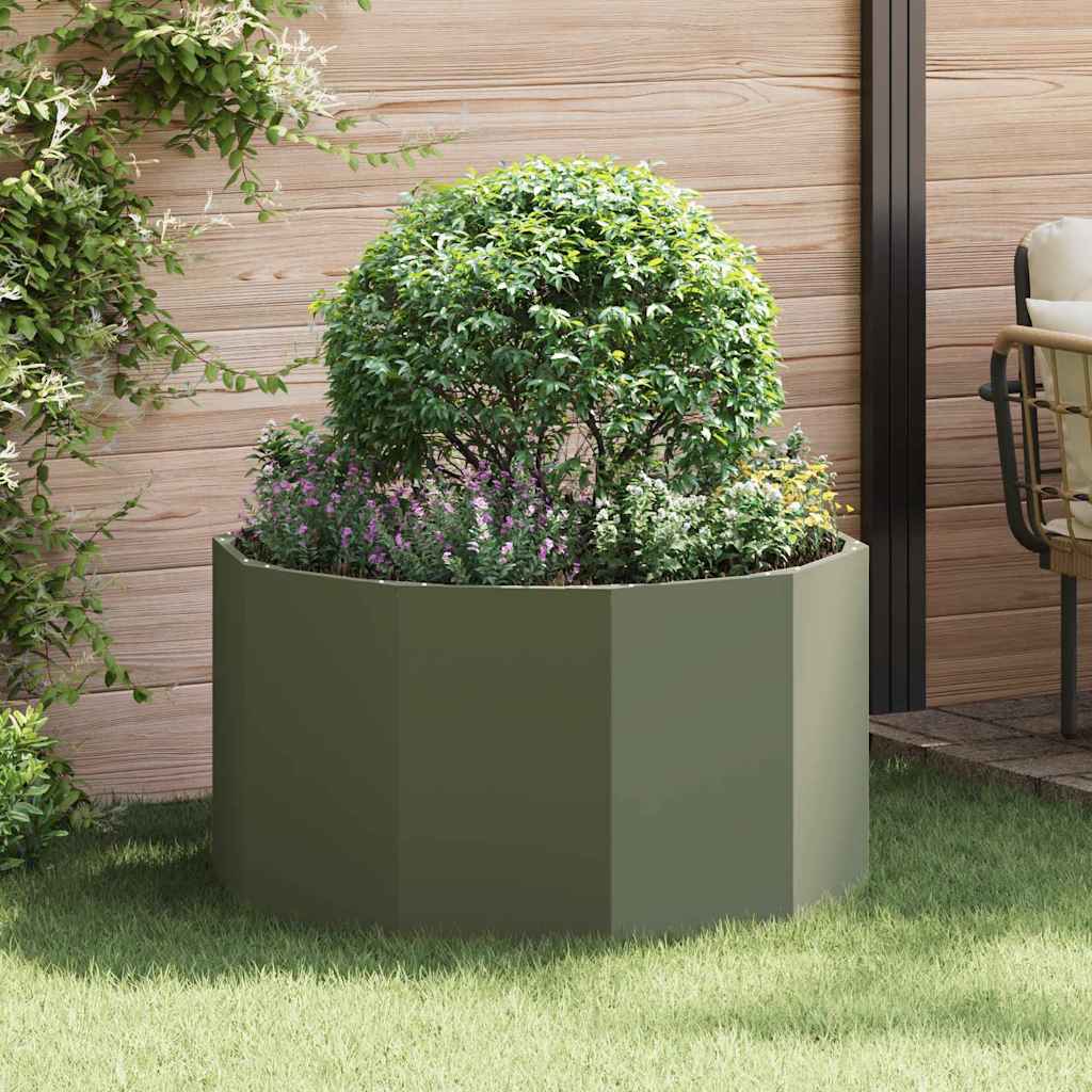 Planter Olive Green 90 x 90 x 50 cm Steel