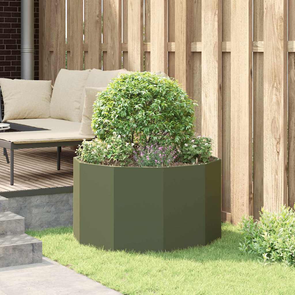 Planter Olive Green 90 x 90 x 50 cm Steel