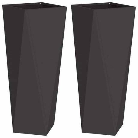 Planter 2 pcs Black 30 x 30 x 75 cm Steel