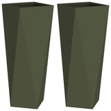 Planter 2 pcs Olive Green 30 x 30 x 75 cm Steel