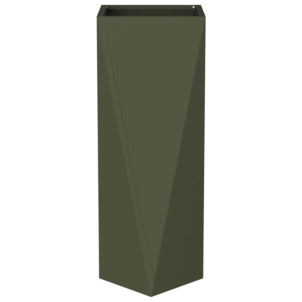 Planter 2 pcs Olive Green 30 x 30 x 75 cm Steel